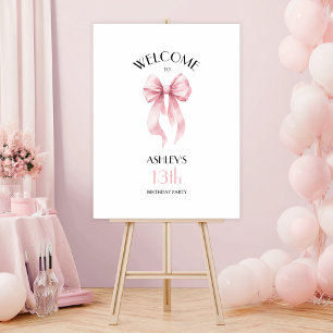Pink Bow Girls Birthday Welcome Sign Foam Poster