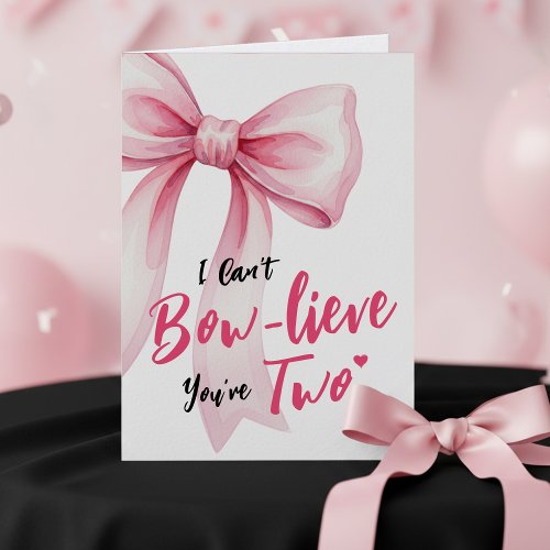 Pink Bow Girls Happy 2nd Birthday Terrible Two
