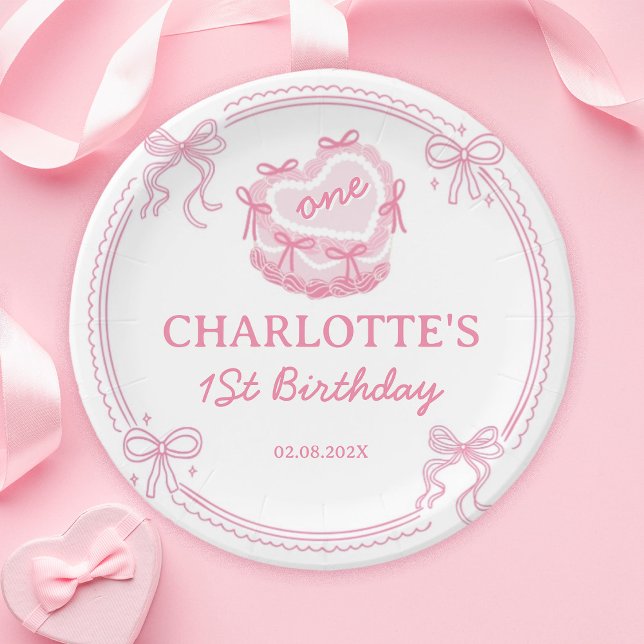 Pink Bow Girls Just Wanna Be One Birthday Paper Plates (Creator Uploaded)