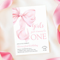 Pink Bow Girls Just Wanna be ONE First Birthday