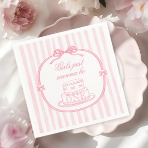 Pink Bow Girls Just Wanna be One Napkins