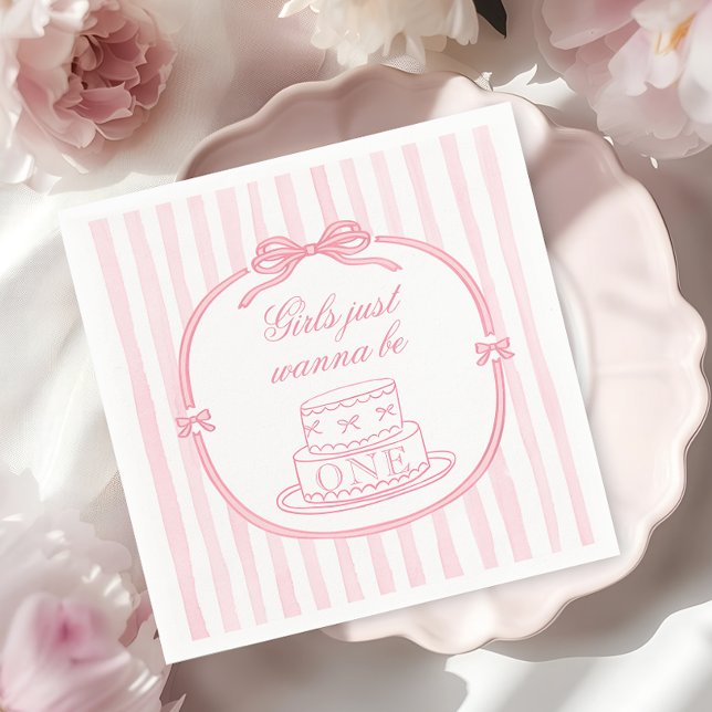 Pink Bow Girls Just Wanna be One Napkins (Creator Uploaded)