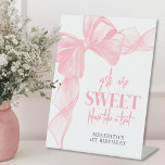 Pink Bow Girls Sweets Bar Sign<br><div class="desc">Girls Are Sweet Please Take A Treat Tabletop Sign. This adorable sign features a playful watercolor bow with a ribbon frame accenting the top and left side, adding a sweet and stylish touch to your setup. The phrase “Girls Are Sweet Please Take A Treat” is displayed prominently in a mix...</div>