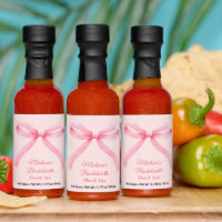 Pink Bow Girly Bachelorette Favor Hot Sauces