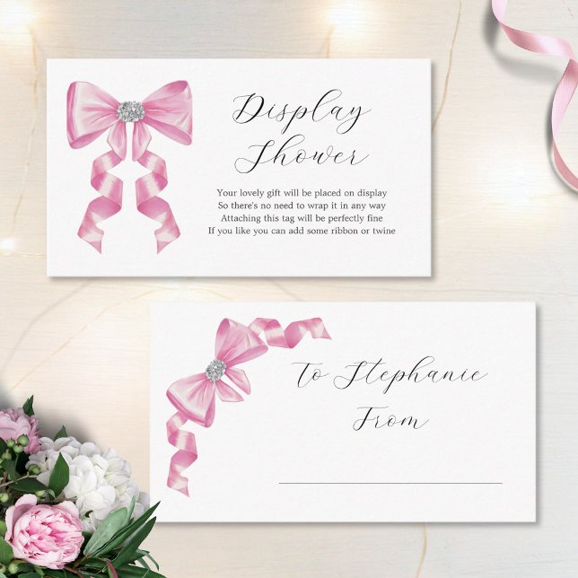 Pink Bow Glam Bridal Shower Display Shower Enclosure Card (Creator Uploaded)