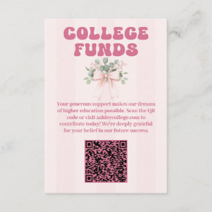 Pink Bow Grad Celebration College Funds Enclosure Card