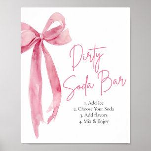 Pink Bow Grad Party Graduate Dirty Soda Bar Poster