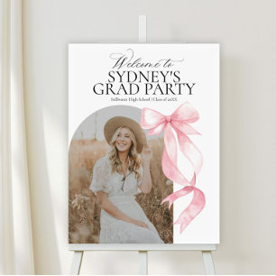 Pink Bow Graduation Board Welcome Sign