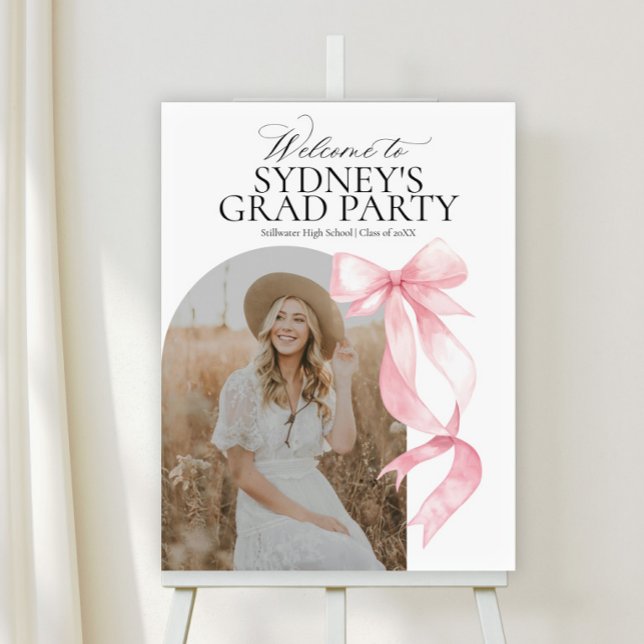 Pink Bow Graduation Board Welcome Sign (Creator Uploaded)