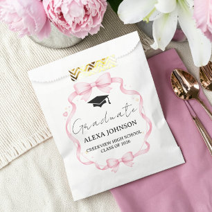 Pink Bow Graduation Cap Graduate Favor Bag