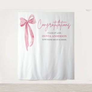 Pink Bow Graduation Congratulation Photo Backdrop