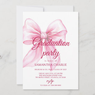 Pink Bow Graduation Invitation