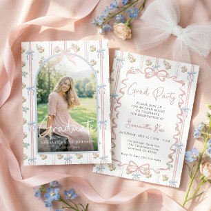 Pink Bow Graduation Invitation