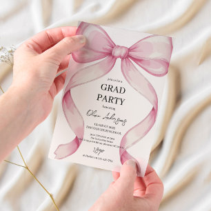 Pink Bow Graduation Invitation Elegant Modern