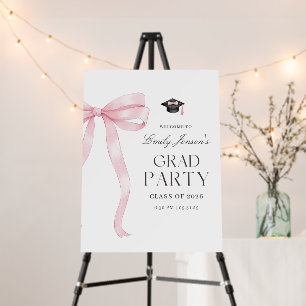 Pink Bow Graduation Party Coquette Modern Graduate Foam Board