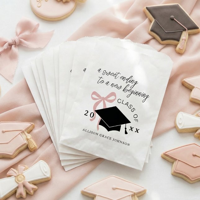 Pink Bow Graduation Party Favor Bag (Creator Uploaded)