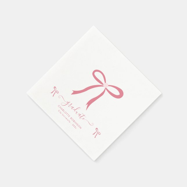 Pink Bow Graduation Party  Napkins (Corner)