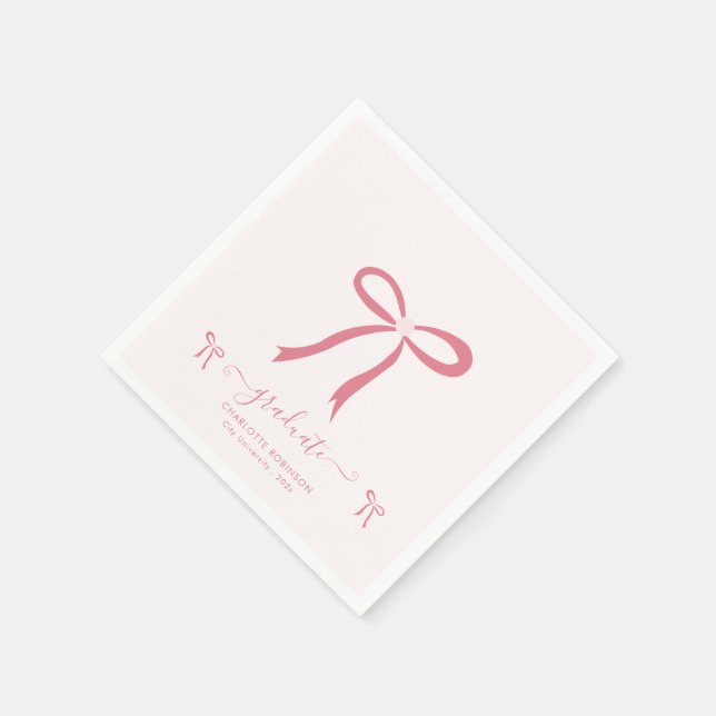 Pink Bow Graduation Party  Napkins (Corner)