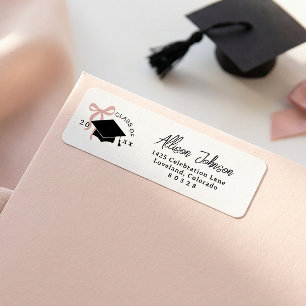 Pink Bow Graduation Return Address Label