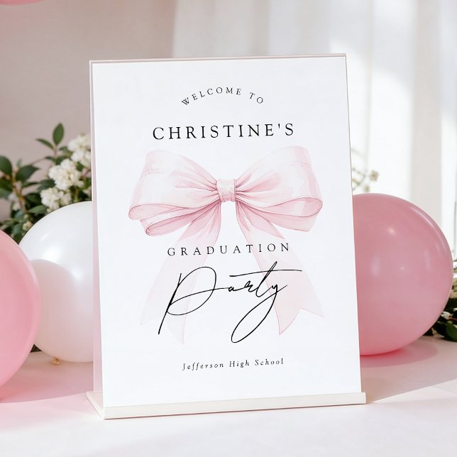 Pink Bow Graduation Sign Poster (Creator Uploaded)