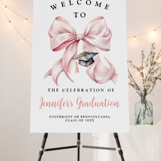 Pink Bow Graduation Welcome Foam Board