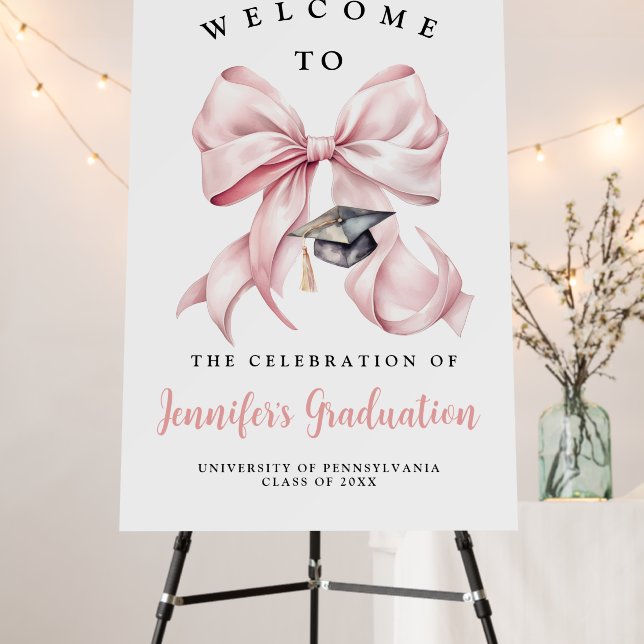 Pink Bow Graduation Welcome Foam Board (In Situ (Stand))