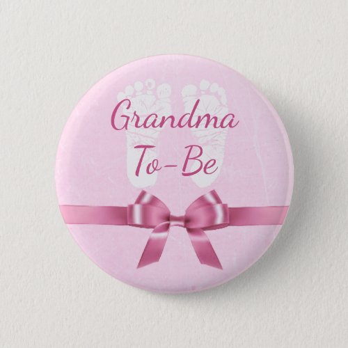 Pink Bow Grandma  to be Baby Shower Button