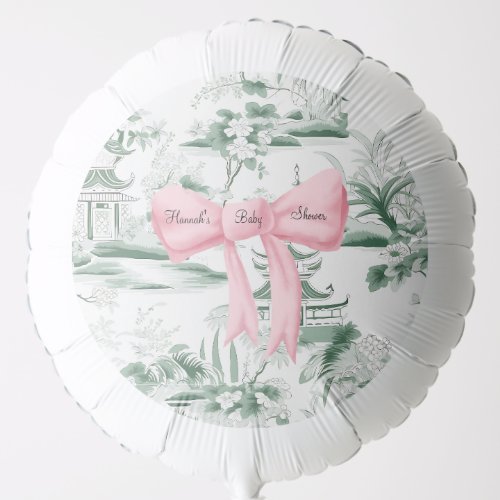Pink Bow Green  Chinoiserie  Balloon