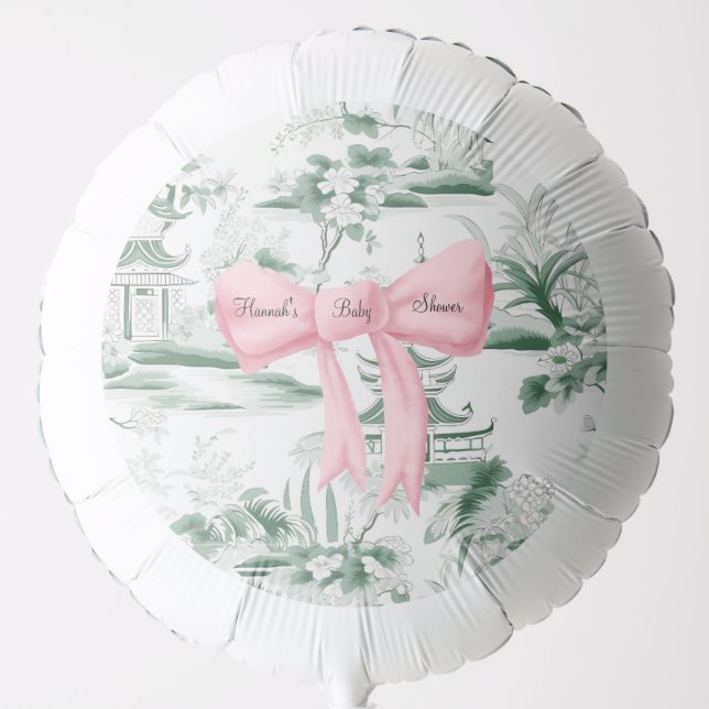 Pink Bow Green  Chinoiserie  Balloon (Front)
