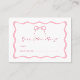 Pink Bow Guess How Many Game Enclosure Card