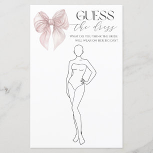  Pink Bow Guess The Dress Bridal Game