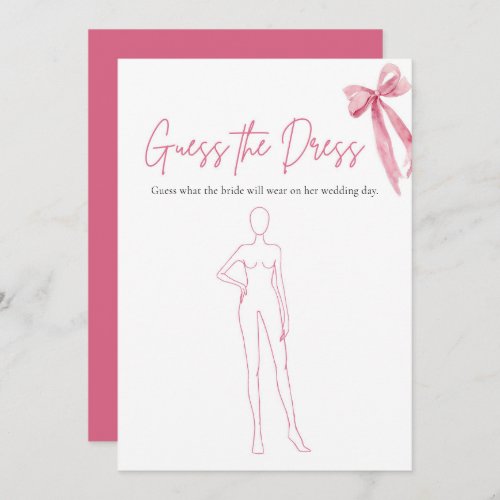Pink Bow Guess The Dress Bridal Shower Game Invitation