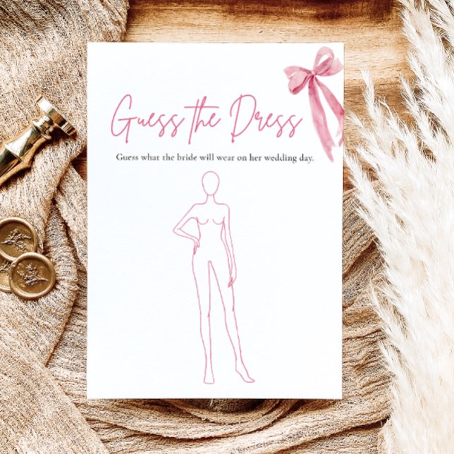 Pink Bow Guess The Dress Bridal Shower Game Invitation (Pink Bow Guess The Dress Bridal Shower Game)
