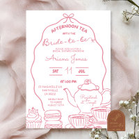 Pink Bow Hand Doodle Afternoon tea bridal shower