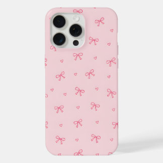 Pink Bow Heart Pattern iPhone 15 Pro Max Case