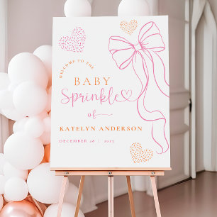 Pink Bow Hearts Baby Sprinkle Welcome Sign