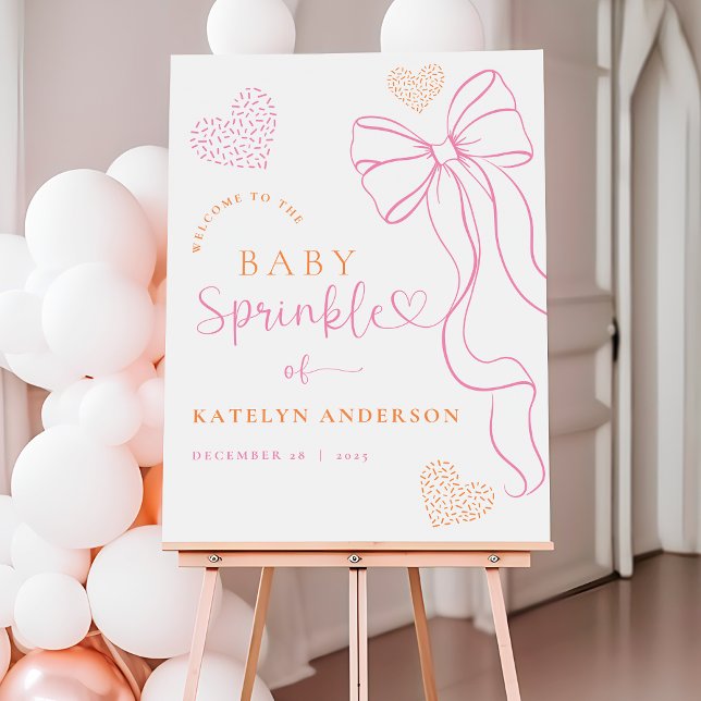 Pink Bow Hearts Baby Sprinkle Welcome Sign (Creator Uploaded)