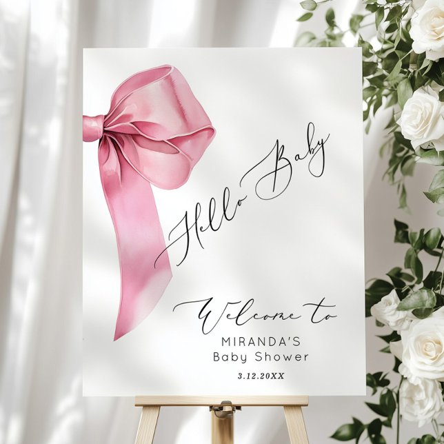 Pink Bow Hello Baby Girl baby shower Welcome Foam Board (Creator Uploaded)