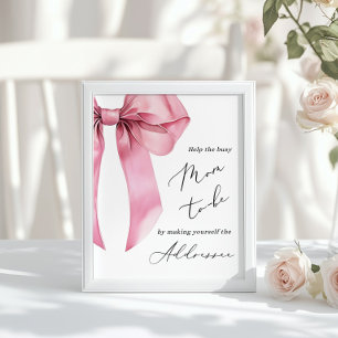 Pink Bow Help the Busy Mom Address an Envelope Poster