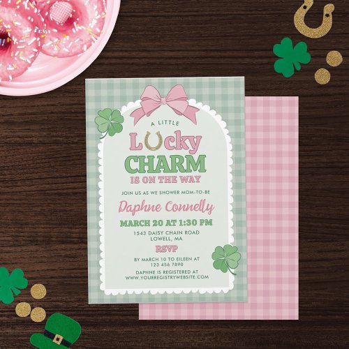 Pink Bow Horseshoe Lucky Charm Girl Baby Shower