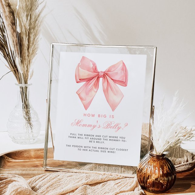 Pink Bow How Big is Mommy's Belly Baby Shower Game Poster (Creator Uploaded)