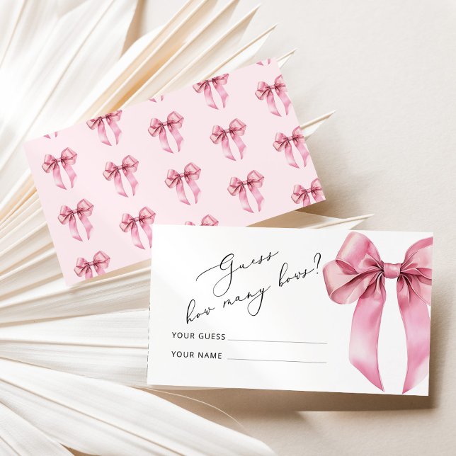 Pink Bow How many bows Baby Shower game Enclosure Card (Creator Uploaded)