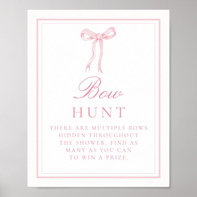 Pink Bow Hunt Coquette Find The Bows Guess Game Poster (Front)