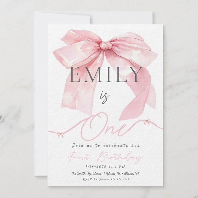 Pink Bow Invitation (Front)