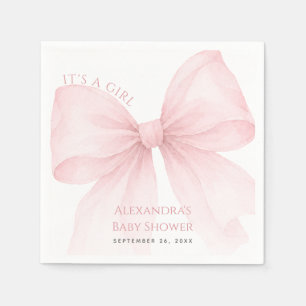 Pink Bow It's a Girl Baby Shower Coquette Elegant Napkins