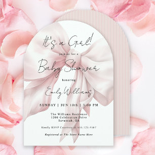 Pink Bow It's a Girl Baby Shower Invitation