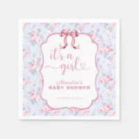 Pink Bow It's A Girl Baby Shower