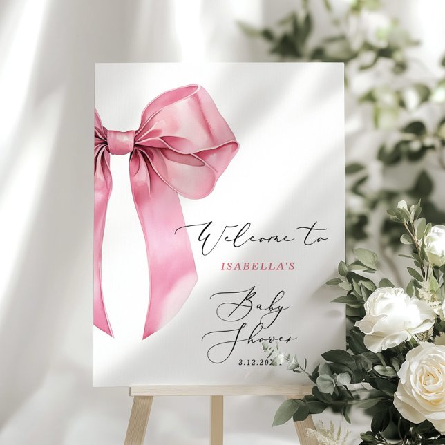 Pink Bow Its a girl baby Shower Welcome Foam Board (Creator Uploaded)