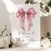 Pink Bow Its a girl Baby shower Welcome