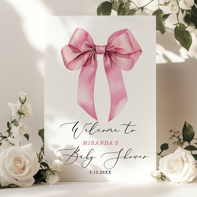 Pink Bow Its a girl Baby shower Welcome Poster (Creator Uploaded)